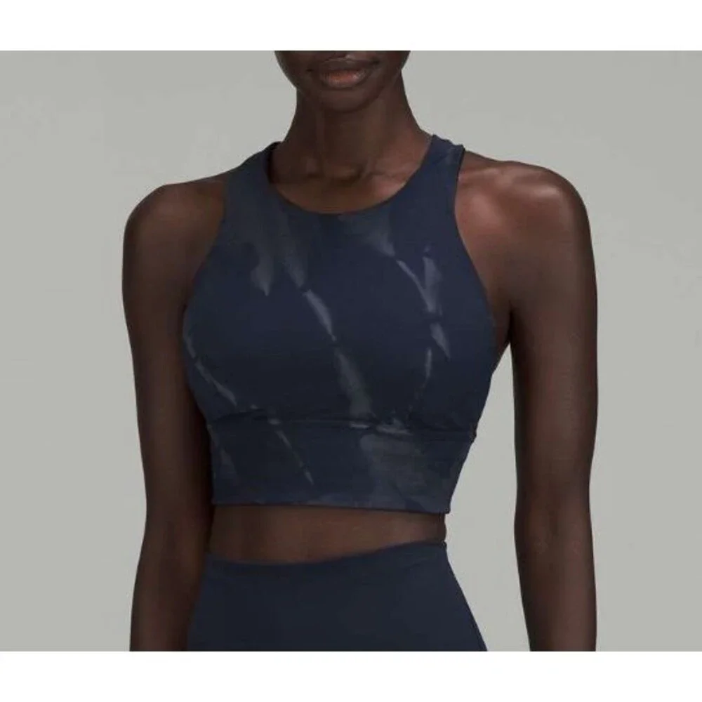 Lululemon Wunder Train Longline Bra Fade Sz 6 Medium Support C/D Cup Navy